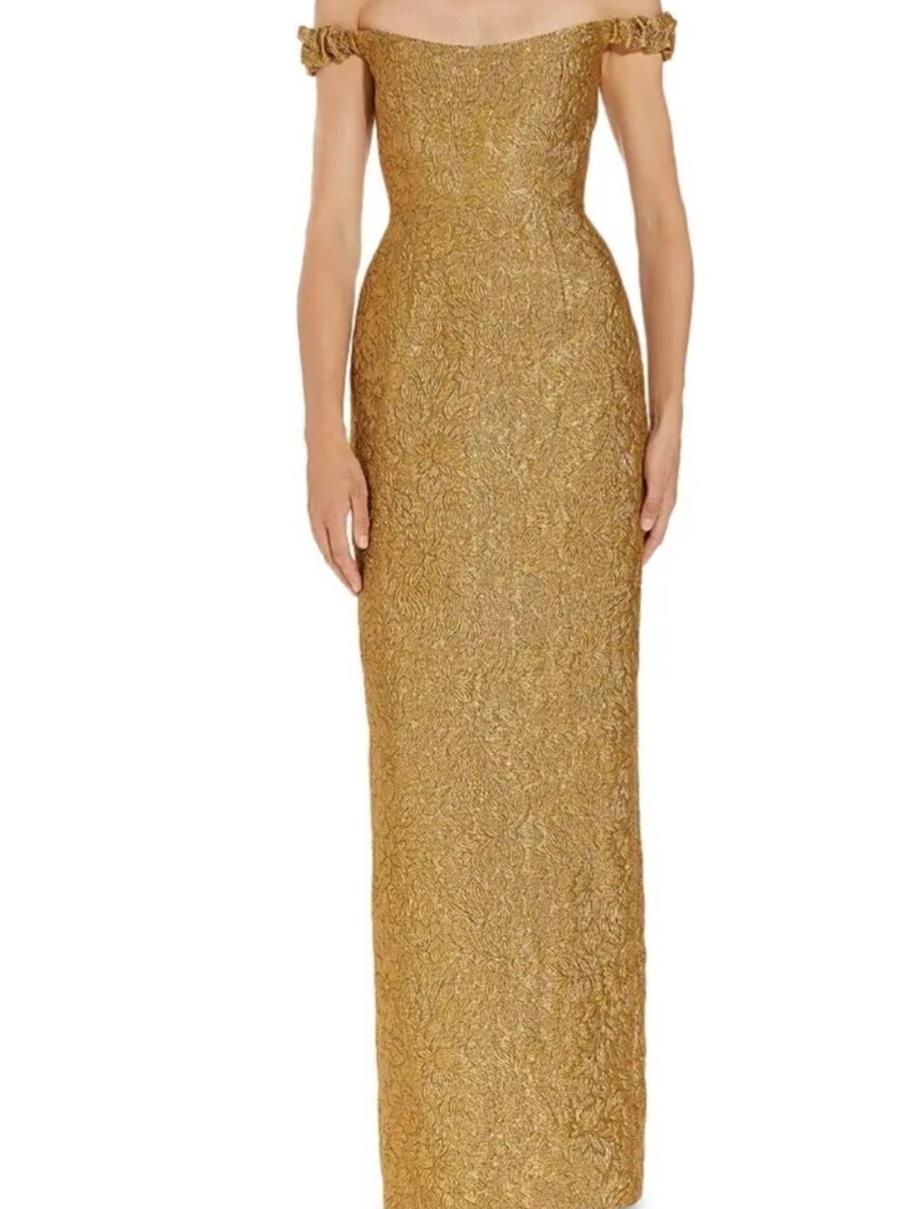 Markarian Yolanda floral off-shoulder brocade gown